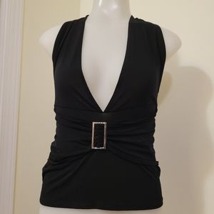 Black halter top, with buckle